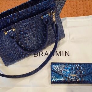 BRAHMIN Kyanite Melbourne Priscilla Leather Satchel & Matching Ady Wallet